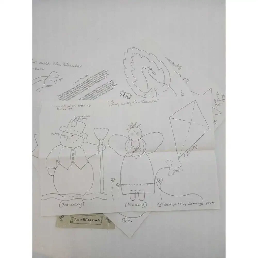 Vintage Becky's Ivy Cottage Fun With Tea Towels Applique Pattern BIC54 Seasonal